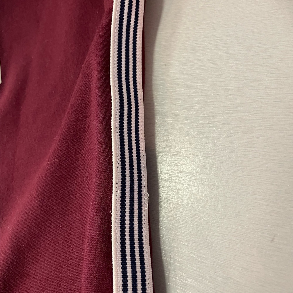 144. Parts + Labor Femme Sauvage Large Maroon/blue long sleeve crop shirt - Picture 6 of 8